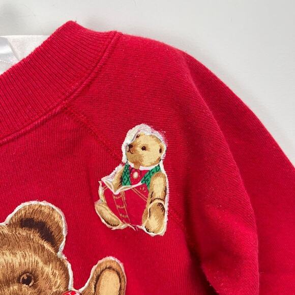 Vintage Hanes Red Teddy Bear Sweatshirt 4T USA - Picture 4 of 10